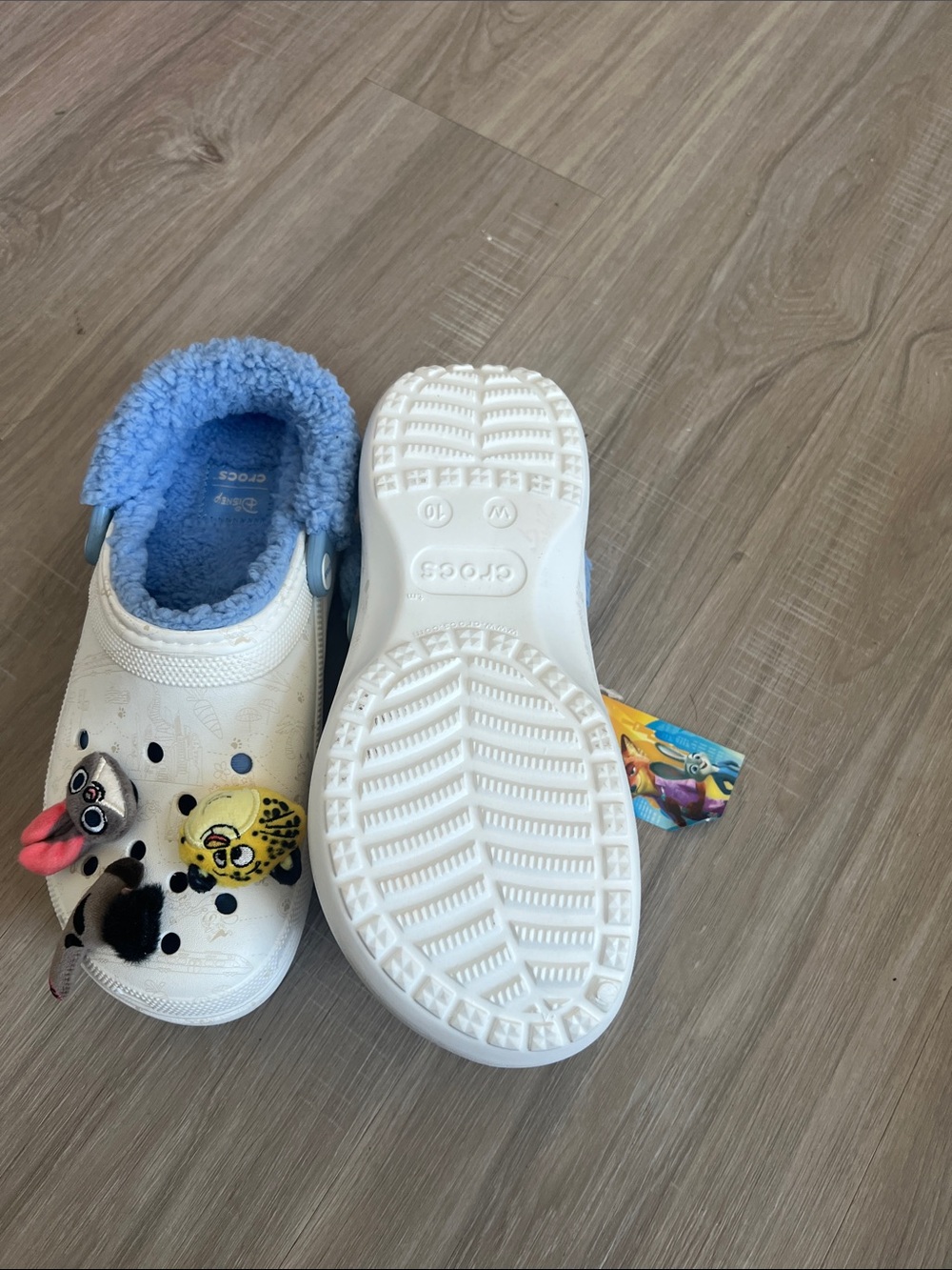Crocs Zootopia Classic Platform Clogs Blue Lining Character Charms Sz 10 cozy - Picture 11 of 11